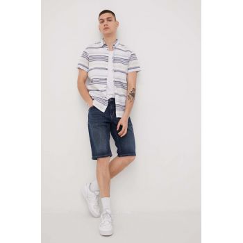 Tom Tailor pantaloni scurti jeans barbati, culoarea albastru marin