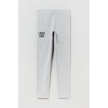 OVS leggins copii culoarea gri, cu imprimeu