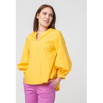 Bluza asimetrica cu maneci bufante