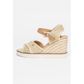 Sandale wedge tip espadrile cu barete incrucisate Maiorca