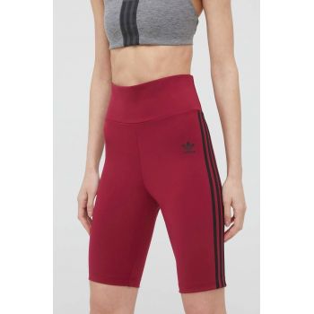 adidas Originals pantaloni scurți Trefoil Moments HE0406 femei, culoarea violet, cu imprimeu, high waist HE0406-LEGBUR