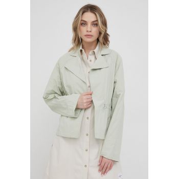 Dkny geaca femei, culoarea verde, de tranzitie