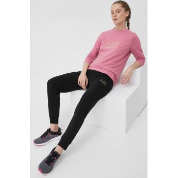 EA7 Emporio Armani bluza femei, culoarea roz, cu imprimeu
