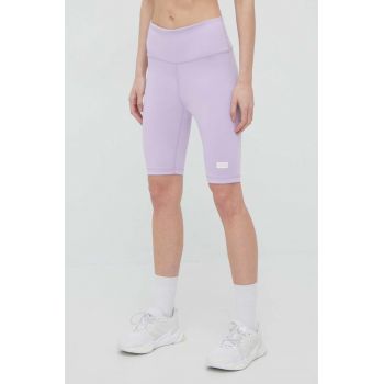 Arkk Copenhagen pantaloni scurti femei, culoarea violet, neted, high waist ieftini