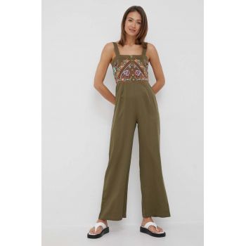 Desigual salopeta culoarea verde, cold shoulder