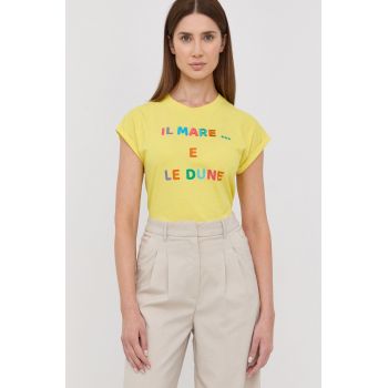 Marella tricou din bumbac culoarea galben