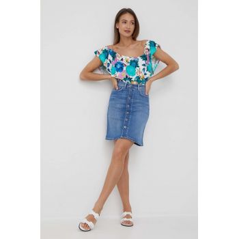 Pepe Jeans fusta jeans Marble Skirt midi, drept