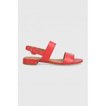 Emporio Armani sandale de piele femei, culoarea rosu