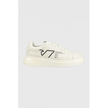 Emporio Armani sneakers din piele culoarea alb