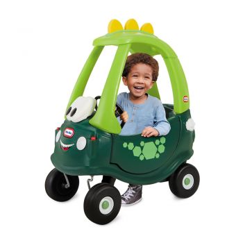 Masinuta pentru copii fara pedale Little Tikes Cozy Coupe Go Green actionata cu picioarele, podea detasabila, spatiu de depozitare si maner pentru parinti, rotile frontale se pot roti 360 grade