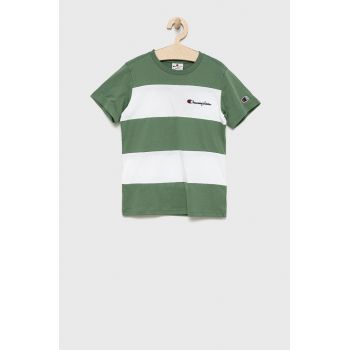 Champion tricou de bumbac pentru copii 305959 culoarea verde, cu imprimeu ieftin