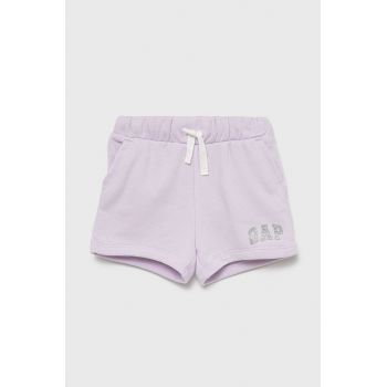 GAP pantaloni scurti copii culoarea violet, cu imprimeu, talie reglabila