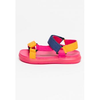 Sandale cu velcro cu model colorblock Lamis