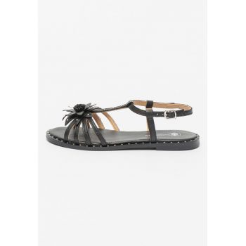 Sandale de piele cu aplicatii florale Daphne Sandale de piele cu aplicatii florale Daphne