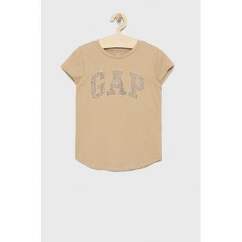 GAP tricou de bumbac pentru copii culoarea maro ieftin