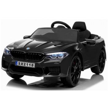 Masinuta electrica cu scaun de piele si roti EVA BMW M5 12V Black la reducere