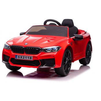 Masinuta electrica cu scaun de piele si roti EVA BMW M5 Red de firma originala