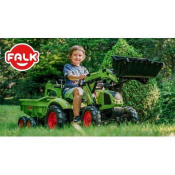 Tractor buldo-excavator cu pedale pentru copii Claas Falk 2070W de firma originala