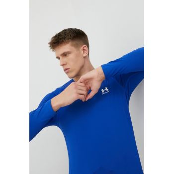 Under Armour mânecă lungă de antrenament culoarea albastru marin, neted