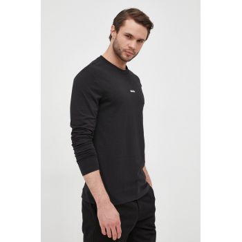 BOSS longsleeve CASUAL bărbați, culoarea negru, uni 50473286 ieftin