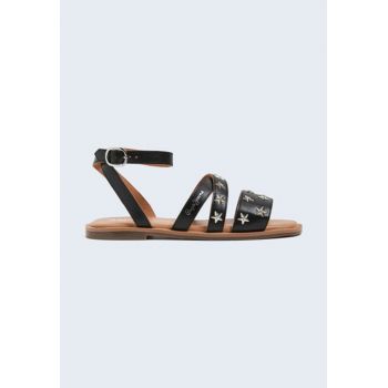Sandale de piele cu bareta pe glezna Sandale de piele cu bareta pe glezna