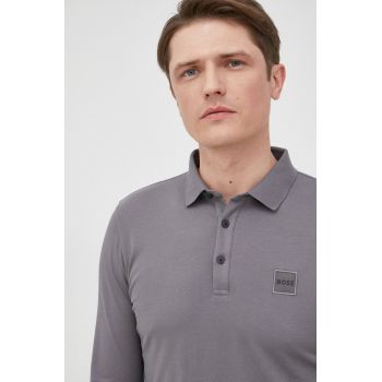 BOSS tricou polo Boss Casual barbati, culoarea gri, neted