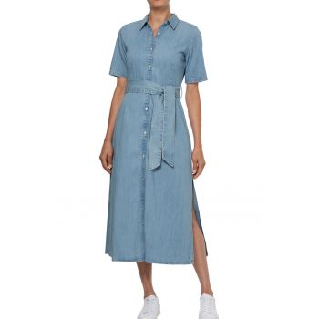 Rochie midi de denim cu slituri laterale