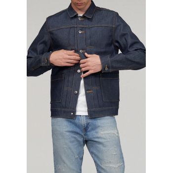 Jacheta din denim cu buzunare aplicate