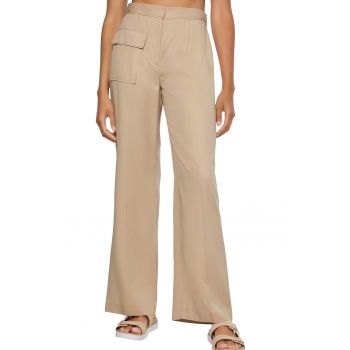 Pantaloni de lyocell cu talie inalta si croiala ampla