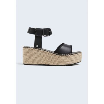 Sandale din piele ecologica cu talpa wedge