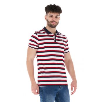 Tricou polo in dungi cu logo brodat