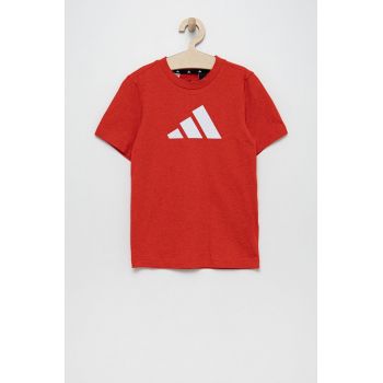 adidas Performance tricou de bumbac pentru copii HG8863 culoarea rosu, melanj