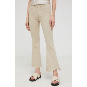 Answear Lab pantaloni femei, culoarea bej, mulata, medium waist