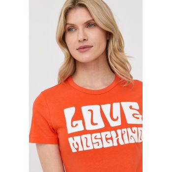 Love Moschino tricou femei, culoarea portocaliu
