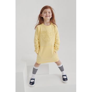 Reima rochie din bumbac pentru copii culoarea galben, mini, drept