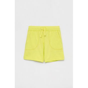 United Colors of Benetton pantaloni scurți din bumbac pentru copii culoarea verde, talie reglabila