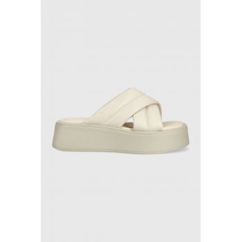 Vagabond Shoemakers slapi de piele Courtney femei, culoarea bej, cu platforma