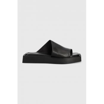 Vagabond slapi de piele Evy femei, culoarea negru, cu platforma