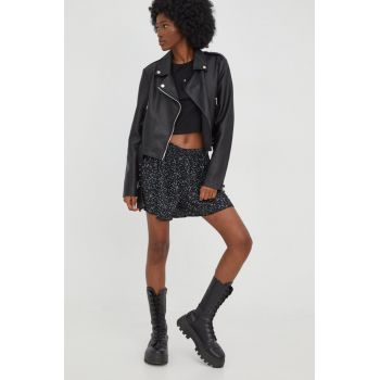 Protest pantaloni scurti femei, culoarea negru, modelator, high waist