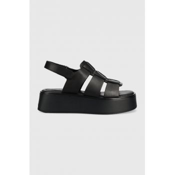 Vagabond Shoemakers sandale de piele Courtney femei, culoarea negru, cu platforma de firma originale