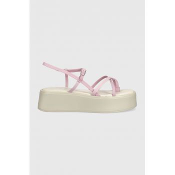 Vagabond Shoemakers sandale de piele Courtney femei, culoarea roz, cu platforma