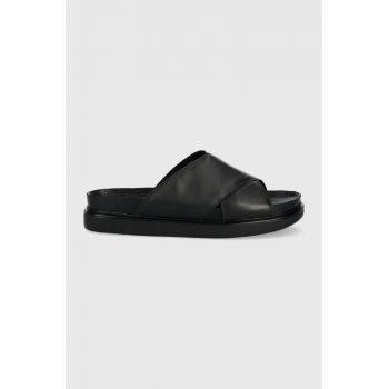 Vagabond slapi de piele Erin femei, culoarea negru, cu platforma
