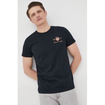 Gant tricou din bumbac culoarea albastru marin, cu imprimeu
