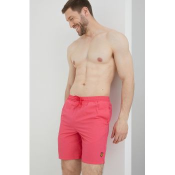 Lyle & Scott pantaloni scurti de baie barbati, culoarea roz, neted de firma original