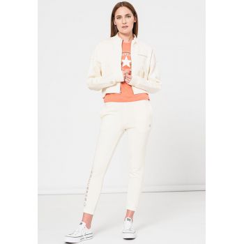 Bluza crop cu fermoar si detaliu cu broderie logo Icon Play