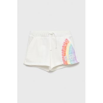 GAP pantaloni scurti copii culoarea alb, cu imprimeu ieftini