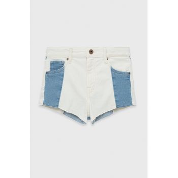 Pepe Jeans pantaloni scurti din denim pentru copii culoarea alb, modelator ieftini