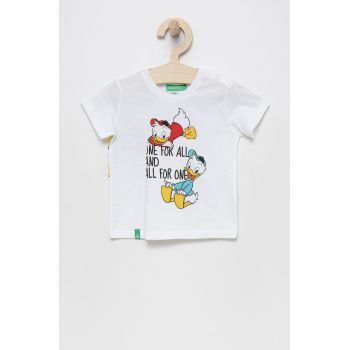 United Colors of Benetton tricou de bumbac pentru copii culoarea alb, cu imprimeu