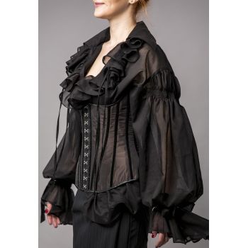 Bluza tip corset semitransparent cu volane