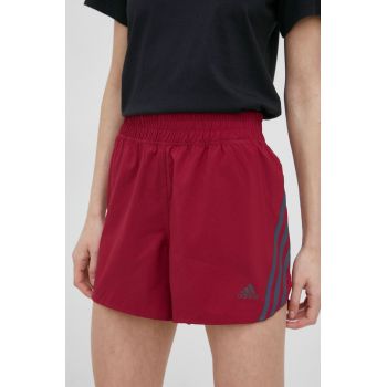 adidas Performance pantaloni scurți de alergare Run Icons H57186 femei, culoarea violet, cu imprimeu, medium waist